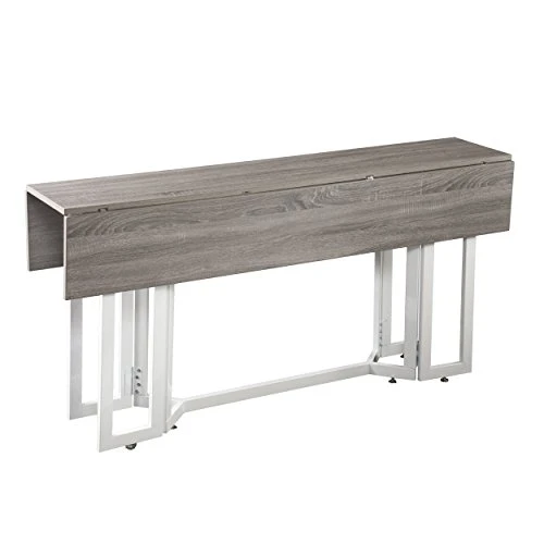 SEI Furniture Driness Drop Leaf Console To Dining Convertible Table, Weathered Gray, White 6 SEI Furniture Driness Drop Leaf Console To Dining Convertible Table, Weathered Gray, White - Image 4