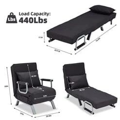 Haddockway Single Person Sofa Bed Sleeper Chair Convertible Chaise Lounge Couch,Folding Sofa Arm Chair With Pillow&5 Position Adjustable Backrest,Upholstered Lazy Bed Leisure Recliner For Home Office -Amazon Store 41qtHdkGrfL