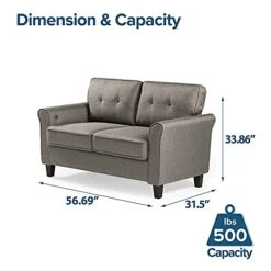 ZINUS Sayan Loveseat With USB Ports / Tool-Free, Easy Assembly, Sand Grey 11 ZINUS Sayan Loveseat With USB Ports / Tool-Free, Easy Assembly, Sand Grey -Amazon Store 41qx7IvrH7S