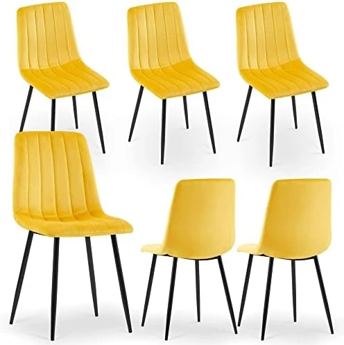NORDICANCA Velvet Dining Chair Set Of 4, Armless Yellow Reading Chair With Sewing Threads Metal Coated Legs, Modern Side Chair For Home 13 NORDICANCA Velvet Dining Chair Set Of 4, Armless Yellow Reading Chair With Sewing Threads Metal Coated Legs, Modern Side Chair For Home - Image 11