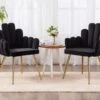 EALSON Velvet Dining Chairs Set Of 2 Comfy Upholstered Accent Arm Chairs With Mid Back Modern Finger Shape Vanity Chair With Gold Metal Legs For Living Room/Dining Room/Bedroom, Black -Amazon Store 41qyliD2OsL