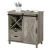 VINGLI Farmhouse Barn Door Wine Liquor Cabinet Home Coffee Bar Furniture W/Removable X-Shaped Wine Rack, Rustic Mini Buffet Sideboard Accent Storage Cabinet With 2 Drawers (Wash Grey) -Amazon Store 41r2KTkIRpL