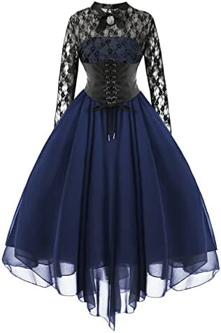 Women’s Gothic Steampunk Dress 2023 Vintage Goth Punk Spaghetti Strap Dress Retro Empire Waist Dress 1950s Dresses 9 Women’s Gothic Steampunk Dress 2023 Vintage Goth Punk Spaghetti Strap Dress Retro Empire Waist Dress 1950s Dresses - Image 7