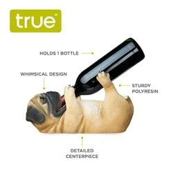 True Pug Polyresin Wine Bottle Holder Set Of 1, Brown, Holds 1 Standard Wine Bottle -Amazon Store 41r8YN35iCS