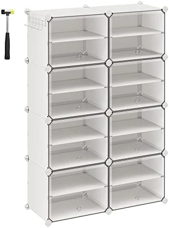 SONGMICS Shoe Rack, 6 Cubes Shoe Organizer With Doors, 24 Pair Plastic Shoe Storage Cabinet, For Bedroom, Entryway, Steel Frame, Plastic Panel, White ULPC033W01 8 SONGMICS Shoe Rack, 6 Cubes Shoe Organizer With Doors, 24 Pair Plastic Shoe Storage Cabinet, For Bedroom, Entryway, Steel Frame, Plastic Panel, White ULPC033W01 - Image 6