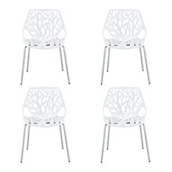 CangLong Modern Mid Century Plastic Shell Hollow Matal Legs Dining Chairs, 4 PCs Pack-Light, White 1 -Amazon Store 41rLv5gGDuL