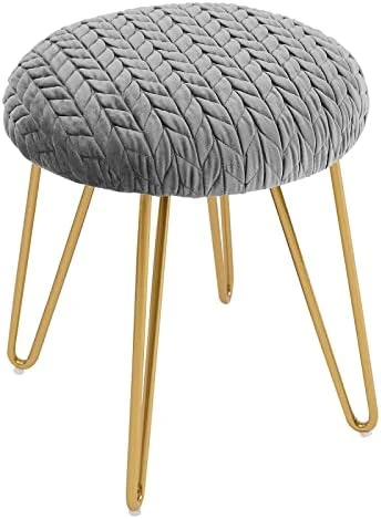 Duhome Velvet Ottoman, Makeup Vanity Stool, Contemporary Stool, Mongolian Round Metal Stool, Vanity Stool, Furry Ottoman Stool, Modern Accent Stools, Pink 11 Duhome Velvet Ottoman, Makeup Vanity Stool, Contemporary Stool, Mongolian Round Metal Stool, Vanity Stool, Furry Ottoman Stool, Modern Accent Stools, Pink - Image 9