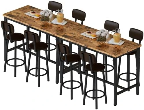 AWQM Small Dining Table Set For 2, Bar Set With 1 Square Table And 2 Upholstered Chairs With Back, Faux Marble Table Breakfast Table With Footrest For Home & Kitchen (White & Gold) 15 AWQM Small Dining Table Set For 2, Bar Set With 1 Square Table And 2 Upholstered Chairs With Back, Faux Marble Table Breakfast Table With Footrest For Home & Kitchen (White & Gold) - Image 13