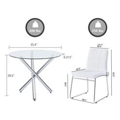WENYU 3 Pieces Glass Dining Table Set, Round Kitchen Table With Clear Tempered Glass Top, Modern Dining Table And Chairs Set For 2 Person (Table + 2 White Chairs) 22 WENYU 3 Pieces Glass Dining Table Set, Round Kitchen Table With Clear Tempered Glass Top, Modern Dining Table And Chairs Set For 2 Person (Table + 2 White Chairs) -Amazon Store 41rSYVFHpUL