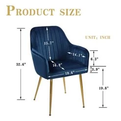 Thksbought Set Of 2 Velvet Dinning Chairs, Upholstered Accent Chairs With Gold Plating Legs For Living Room Chairs(Blue) -Amazon Store 41rTBdICjLL