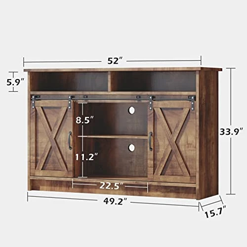 HOMBCK Coffee Bar Cabinet With Storage, Farmhouse Buffet Cabinet With Barn Door, Kitchen Sideboard Cabinet For Living Room, Dining Room, Hallway, Console Table, Accent Cabinet, Rustic Brown 5 HOMBCK Coffee Bar Cabinet With Storage, Farmhouse Buffet Cabinet With Barn Door, Kitchen Sideboard Cabinet For Living Room, Dining Room, Hallway, Console Table, Accent Cabinet, Rustic Brown - Image 3