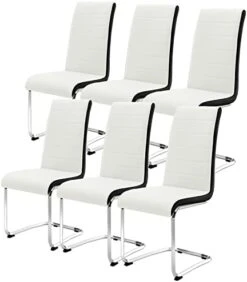 Modern Dining Chairs Set Of 2, Kitchen Chairs, Faux Leather Dining Room Chairs With High Back Soft Padded, Chrome Legs For Home Kitchen (2 Grey Chairs) -Amazon Store 41rXXzwZu3L. AC