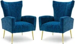 HOMEFUN Accent Chair Set Of 2, Velvet Wingback Armchair Modern Upholstered Single Sofa With Metal Legs For Living Room Bedroom Nursery, Beige -Amazon Store 41rYofmtxaL. AC