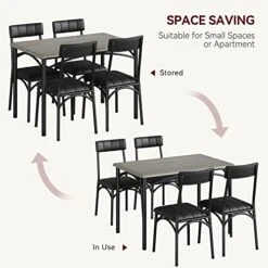 IDEALHOUSE Kitchen Table Set With Chairs, Dining Table Set For 4, Metal And Wood Rectangular Dining Room Table Set With 4 Upholstered Chairs, 5 Piece Dining Set For Small Space, Apartment, Rustic Grey -Amazon Store 41rbuUhkknL