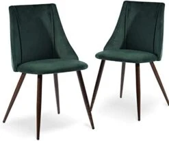 FurnitureR Mid-Century Dining Room Chairs Set Of 2, Side Chair Velvet Upholstered Seat With Metal Frame, Yellow -Amazon Store 41rg25n95L. AC