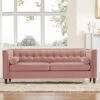 Dreamsir 58'' W Velvet Sofa, Mid-Century Love Seats Sofa Furniture With Bolster Pillows, Button Tufted Couch For Living Room, Tool-Free Assembly (Loveseat, Pink) -Amazon Store 41riKFf2dqL