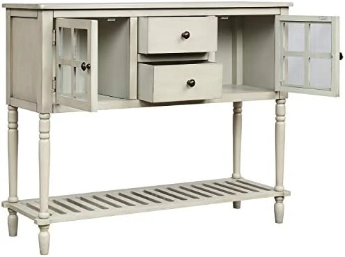 42" Wide Console Table Sideboard Buffet Server With 2 Doors And Bottom Shelf, Sideboard Storage Cabinet For Living Room (White) 9 42" Wide Console Table Sideboard Buffet Server With 2 Doors And Bottom Shelf, Sideboard Storage Cabinet For Living Room (White) - Image 7
