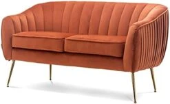 Artechworks Contemporary Tufted Velvet Tub Barrel Loveseat Sofa Chair Upholstered Couch With Golden Metal Legs Club Two-Seat Sofa For Living Reading Room Bedroom Apartment Small Space Dorm, Pink -Amazon Store 41rn4HwR1KL. AC