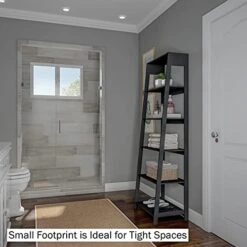 Lavish Home 5-Tier Ladder Bookshelf - Freestanding Wooden Bookcase, Frame And Leaning Look - Decorative Shelves For Home And Office Storage (Black) -Amazon Store 41roIfEQfTS