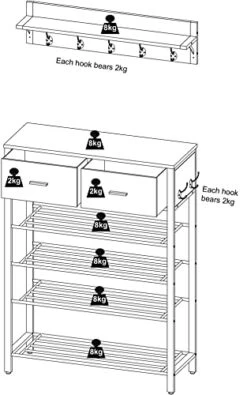 RJDOUJIN Entryway 4-Tier Shoe Rack With Hall Tree, One Set Entryway Show Rack With Storage And Hooks -Amazon Store 41rs4oeF5vL