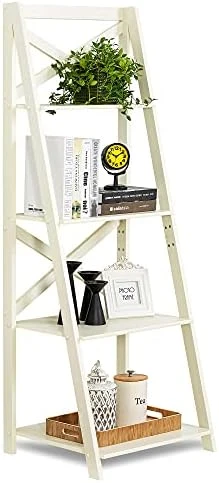 ZENODDLY Ladder Shelf White Ladder Bookshelf, 56.3in Tall Standing Ladder Shelves For Living Room Bathroom Furniture Bedroom Display Shelf, Wooden Leaning Bookshelf Ladder Bookcase Plant Shelf Indoor 10 ZENODDLY Ladder Shelf White Ladder Bookshelf, 56.3in Tall Standing Ladder Shelves For Living Room Bathroom Furniture Bedroom Display Shelf, Wooden Leaning Bookshelf Ladder Bookcase Plant Shelf Indoor - Image 8