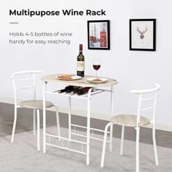Bonnlo 3 Piece Dining Set, Small Kitchen Table Set For 2, Breakfast Table Set, Kitchen Small Table And Chairs For Small Space/Dining Room/Apartment, Metal Frame, Wine Rack, White&Light Oak 11 Bonnlo 3 Piece Dining Set, Small Kitchen Table Set For 2, Breakfast Table Set, Kitchen Small Table And Chairs For Small Space/Dining Room/Apartment, Metal Frame, Wine Rack, White&Light Oak -Amazon Store 41s9b8XbvtL