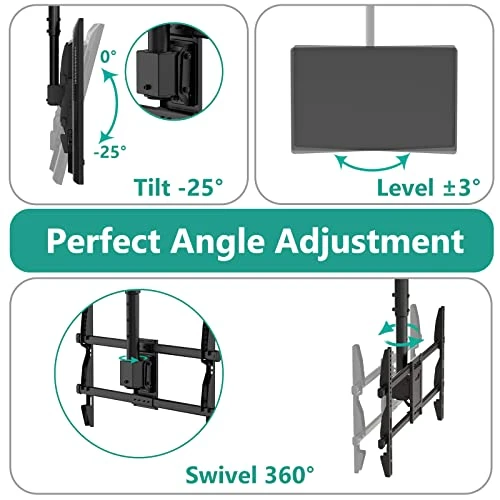 WALI Ceiling TV Mount, Full Motion Adjustable TV Mount Bracket Fits Most Ultrawide LED, LCD, OLED 4K TVs 37 To 70 Inch, Up To 110lbs, VESA 600x400mm (CM3770), Black 7 WALI Ceiling TV Mount, Full Motion Adjustable TV Mount Bracket Fits Most Ultrawide LED, LCD, OLED 4K TVs 37 To 70 Inch, Up To 110lbs, VESA 600x400mm (CM3770), Black - Image 5
