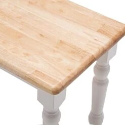 Grained Rectangular Wooden Bench With Turned Legs Natural Brown And White Solid Modern Contemporary Wood Finish -Amazon Store 41sJApVYiiL