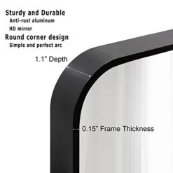 FuQiBasics Large Black Aluminum Mirror For Bathroom, Wall Mirror 30"x40" Glass Panel Vanity Or Mirrors For Wall, Rounded Corner Rectangle Hangs Horizontal Or Vertical -Amazon Store 41sP3lg5J5L