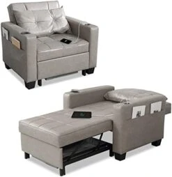 DURASPACE Futon Sofa Bed, 3 In 1 Convertible Sofa Chair Bed, Adjustable Backrest Chair, Chaise Lounge With USB Ports, Cup Holder, Side Pocket, Storage Box For Living Room (Light Gray Linen) 27 DURASPACE Futon Sofa Bed, 3 In 1 Convertible Sofa Chair Bed, Adjustable Backrest Chair, Chaise Lounge With USB Ports, Cup Holder, Side Pocket, Storage Box For Living Room (Light Gray Linen) -Amazon Store 41sRiIj8RkL. AC 1