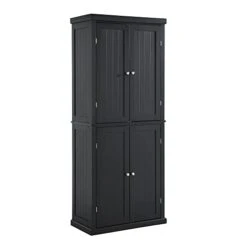 HONHPD Freestanding Tall Kitchen Pantry, 72.4" Minimalist Kitchen Storage Cabinet Organizer With 4 Doors And Adjustable Shelves, Black (US Warehouse) -Amazon Store 41sT2CnUtLL