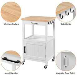 Yaheetech Rolling Kitchen Island With Single Door Cabinet And Storage Shelf, Kitchen Cart With Drawer On Swivel Wheels For Dining Room/Living Room, 18"x22"x35"H, White -Amazon Store 41sUcESPtfL