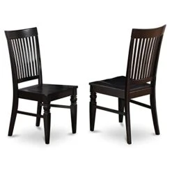 East West Furniture WEC-BLK-W Weston Dining Chairs - Slat Back Wood Seat Kitchen Chairs, Set Of 2, Black