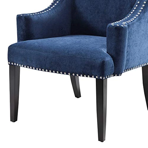 Madison Park Marcel Accent Chairs - Hardwood, Faux Velvet Living Room Chairs - Blue Navy, Classic Elegant Style Living Room Sofa Furniture - 1 Piece Swoop Wing Arm Bedroom Chairs Seats 5 Madison Park Marcel Accent Chairs - Hardwood, Faux Velvet Living Room Chairs - Blue Navy, Classic Elegant Style Living Room Sofa Furniture - 1 Piece Swoop Wing Arm Bedroom Chairs Seats - Image 3