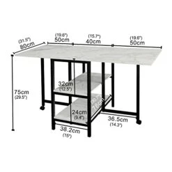 AT-VALY Folding Dining Table With 2 Storage Open Shelf,Drop Leaf Extension Dining Table,Top Folding 15.7" To 55.1" Kitchen Table (Black) -Amazon Store 41sXcRO6mBL