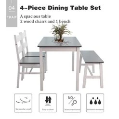Mecor 4-Piece Kitchen Dining Table Set, Modern Solid Wood Table W/ 2 Chairs And Bench For Home Kitchen Dining Room Furniture, Grey 13 Mecor 4-Piece Kitchen Dining Table Set, Modern Solid Wood Table W/ 2 Chairs And Bench For Home Kitchen Dining Room Furniture, Grey -Amazon Store 41sajC8xyTL