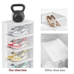 Vppiis Foldable Shoe Storage Boxes With Lids, 6 Layers Clear Stackable Shoes Organizer For Closet Bedroom, Installation Free Flip Type Shoe Containers, Large Space For Sneaker Display -Amazon Store 41sazeGggSL