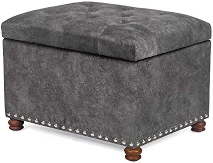 Joveco 24" Ottoman With Storage For Living Room Rectangular Fabric Tufted Bench Footrest - Light Grey 7 Joveco 24" Ottoman With Storage For Living Room Rectangular Fabric Tufted Bench Footrest - Light Grey - Image 5