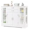 Giantex Sideboard Buffet Server Storage Cabinet W/ 2 Drawers, 3 Cabinets And Glass Doors For Kitchen Dining Room Furniture Cupboard Console Table (White) -Amazon Store 41sgTI9WCfL