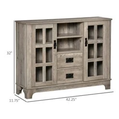 HOMCOM Sideboard Buffet Cabinet, Glass Door Kitchen Cabinet, Coffee Bar Cabinet With Storage Drawers & Adjustable Shelves For Living Room, Gray -Amazon Store 41shFunAK6L