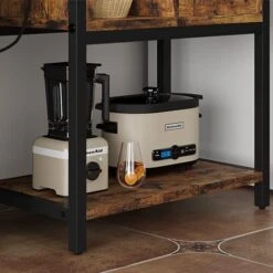 Alkmaar Bakers Rack With Power Outlets, Industrial Microwave Stand, Kitchen Bakers Rack With Drawers, 5-Tier Kitchen Storage Rack, Rustic -Amazon Store 41sqa1Mj6GL