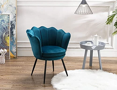 Wahson Velvet Accent Chair For Bedroom With Black Metal Legs,Leisure Armchair For Living Room/Cafe/Lounge (Teal) 5 Wahson Velvet Accent Chair For Bedroom With Black Metal Legs,Leisure Armchair For Living Room/Cafe/Lounge (Teal) - Image 3