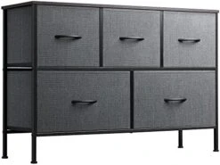 WLIVE Dresser For Bedroom With 5 Drawers, Wide Chest Of Drawers, Fabric Dresser, Storage Organizer Unit With Fabric Bins For Closet, Living Room, Hallway, Nursery, Dark Grey -Amazon Store 41szO2VsetL. AC