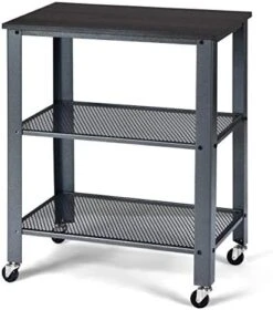 Giantex Microwave Cart Wooden 3-Tier W/Storage Shelf And Rolling Casters, Industrial Style Metal Frame For Kitchen, Living Room Accent Furniture For Living Room Rolling Serving Cart (Gray) -Amazon Store 41t2gZz3jsL. AC