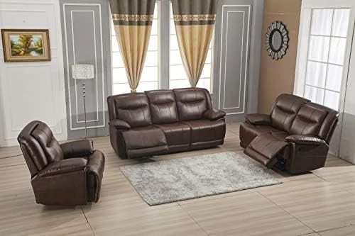 Betsy Furniture Bonded Leather Reclining Sofa Couch Set Living Room Set 8006 (Grey, Glider Chair) 8 Betsy Furniture Bonded Leather Reclining Sofa Couch Set Living Room Set 8006 (Grey, Glider Chair) - Image 6