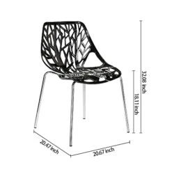 CangLong Modern Mid Century Plastic Shell Hollow Matal Legs Dining Chairs, Set Of 4, Black -Amazon Store 41tC0JmHyyL