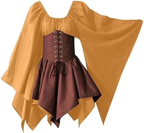 JEGULV Medieval Fairy Cosplay Set Women's Gothic Elf Fairy Short Dresses Renaissance Costumes Halloween Flare Sleeve Dress 14 JEGULV Medieval Fairy Cosplay Set Women's Gothic Elf Fairy Short Dresses Renaissance Costumes Halloween Flare Sleeve Dress - Image 12