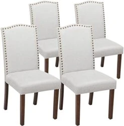 OLIXIS Dining Chairs Set Of 4, Living Room Chairs, Dining Room Chairs, Upholstered Fabric Dining Chairs, Parsons Chairs With Nailhead Trim And Wood Legs, Modern Armless Kitchen Side Chair, Dark Brown -Amazon Store 41tCvVTlzAL. AC