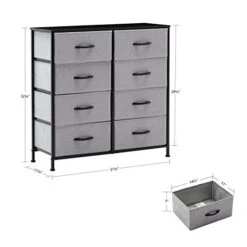 Duhome 8 Drawers Dresser Organizer, Fabric Storage Tower & Chest For Bedroom Hallway Nursery Entryway With Sturdy Steel Frame Wood Top, Light Grey -Amazon Store 41tDznmsEZL