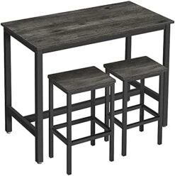 VASAGLE Dining Table Set, Bar Table And Chairs Set, Kitchen Bar Height Table With Stools Set Of 2, Steel Frame, Industrial, Rustic Brown And Black ULBT218B01 -Amazon Store 41tG DzggS. AC
